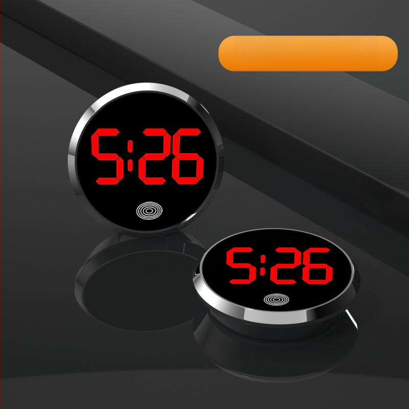 Ρολόι αυτοκινήτου LED: στρογγυλό κράμα περίβλημα, αριθμητική οθόνη, ηλεκτρονικός μηχανισμός, διακοσμητική απεικόνιση χρόνου