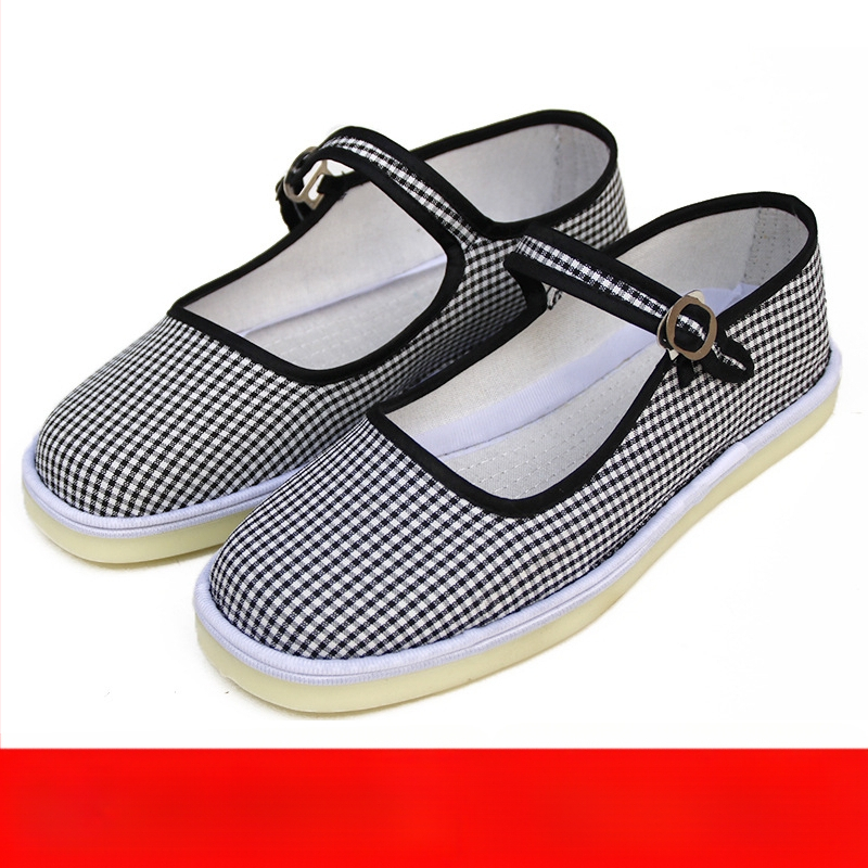 Kézzel készített tánccipő lányoknak, velúr felsőrész, talp marhaín, egyszínű dizájn, nemzeti stílus, 7–16 éveseknek