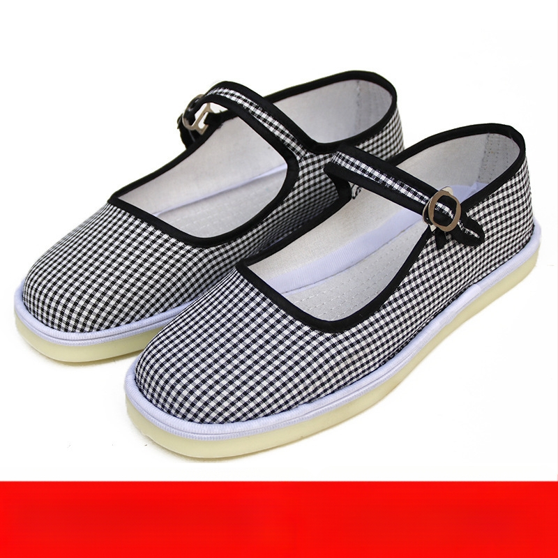 Kézzel készített tánccipő lányoknak, velúr felsőrész, talp marhaín, egyszínű dizájn, nemzeti stílus, 7–16 éveseknek