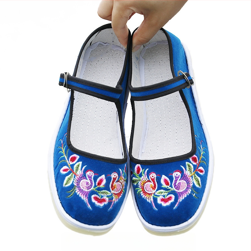 Kézzel készített tánccipő lányoknak, velúr felsőrész, talp marhaín, egyszínű dizájn, nemzeti stílus, 7–16 éveseknek