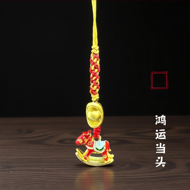 Αλυσίδα τηλεφώνου από μέταλλο με ηλεκτροπλατινισμένο φινίρισμα, μοτίβο αλογάκι κουνιστό, κινέζικο στυλ, άνοιξη 2025 κυκλοφορία