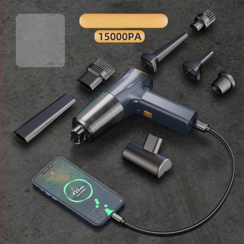 Aspirator de mână pentru mașină, fără fir, cu aspirație de 11000 Pa, 7,4 V, 120 W, model 3101, funcție de umflare și iluminare LED.