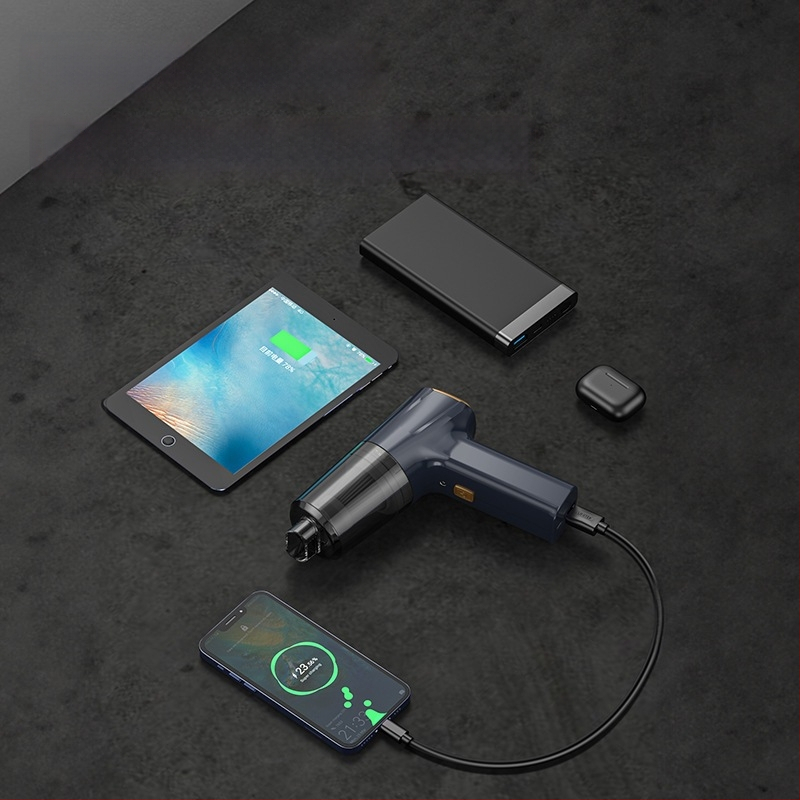 Aspirator de mână pentru mașină, fără fir, cu aspirație de 11000 Pa, 7,4 V, 120 W, model 3101, funcție de umflare și iluminare LED.