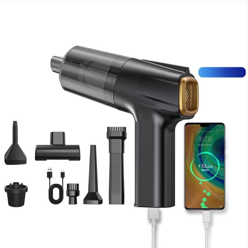 Aspirator de mână pentru mașină, fără fir, cu aspirație de 11000 Pa, 7,4 V, 120 W, model 3101, funcție de umflare și iluminare LED.