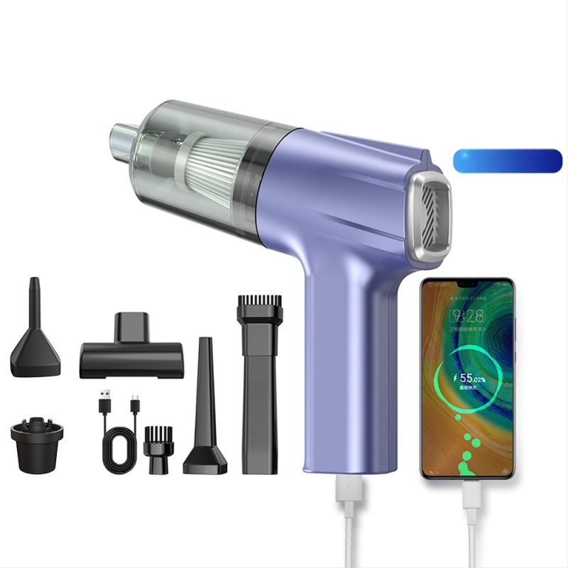 Aspirator de mână pentru mașină, fără fir, cu aspirație de 11000 Pa, 7,4 V, 120 W, model 3101, funcție de umflare și iluminare LED.