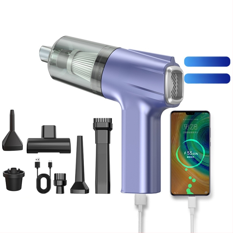 Aspirator de mână pentru mașină, fără fir, cu aspirație de 11000 Pa, 7,4 V, 120 W, model 3101, funcție de umflare și iluminare LED.