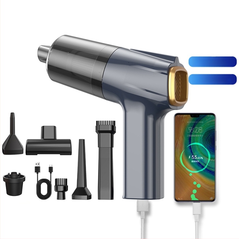 Aspirator de mână pentru mașină, fără fir, cu aspirație de 11000 Pa, 7,4 V, 120 W, model 3101, funcție de umflare și iluminare LED.