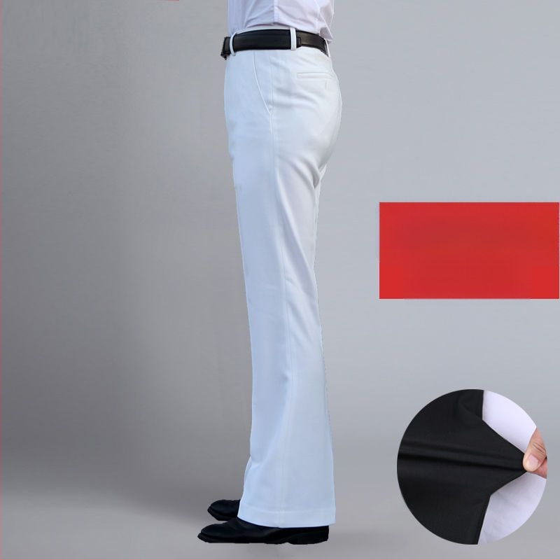 Αντρικά παντελόνια με ίσιο κόψιμο, άνετη φαρδιά γραμμή, υψηλό μέση, μικροελαστικότητα, ύφασμα από μπαμπού και μετάξι