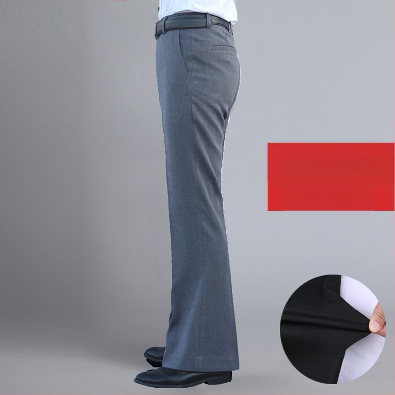 Αντρικά παντελόνια με ίσιο κόψιμο, άνετη φαρδιά γραμμή, υψηλό μέση, μικροελαστικότητα, ύφασμα από μπαμπού και μετάξι