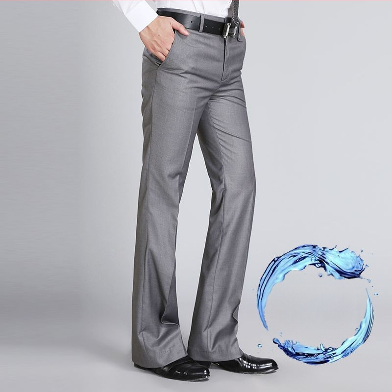 Αντρικά παντελόνια με ίσιο κόψιμο, άνετη φαρδιά γραμμή, υψηλό μέση, μικροελαστικότητα, ύφασμα από μπαμπού και μετάξι