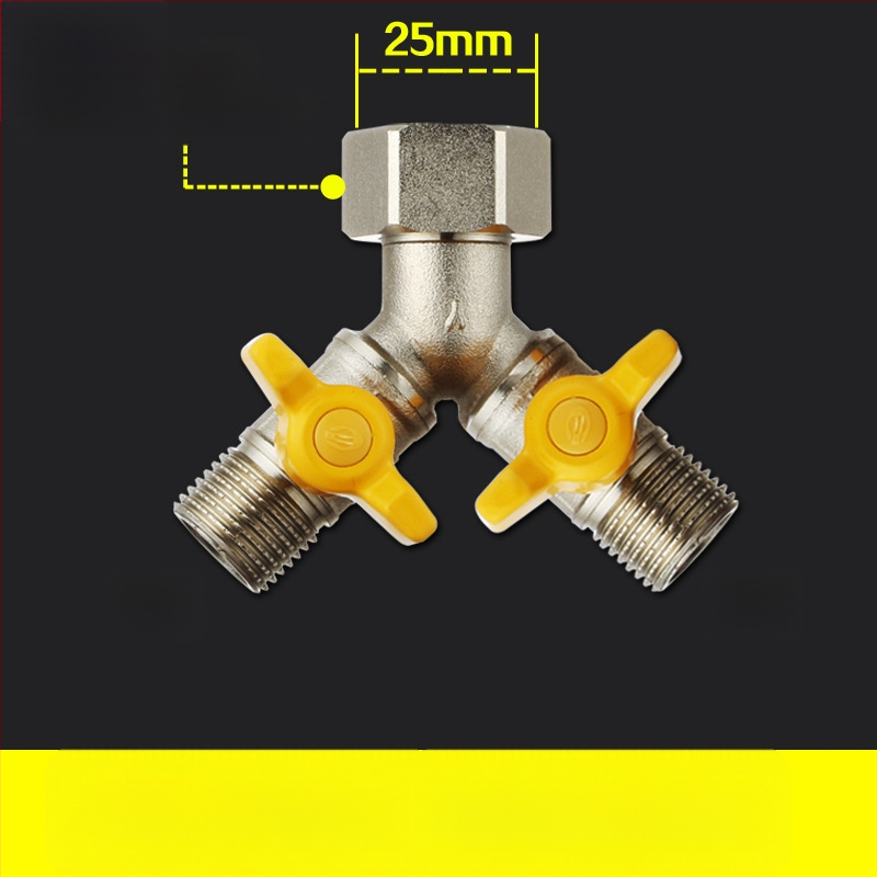 Meďný guľový ventil s uni Tee, závitový, 25 mm hlavný, 20 mm vetva, 100°C