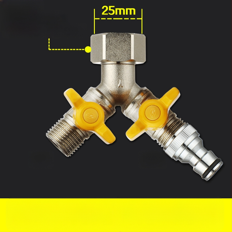 Meďný guľový ventil s uni Tee, závitový, 25 mm hlavný, 20 mm vetva, 100°C
