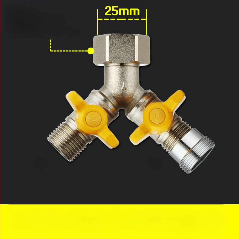 Meďný guľový ventil s uni Tee, závitový, 25 mm hlavný, 20 mm vetva, 100°C
