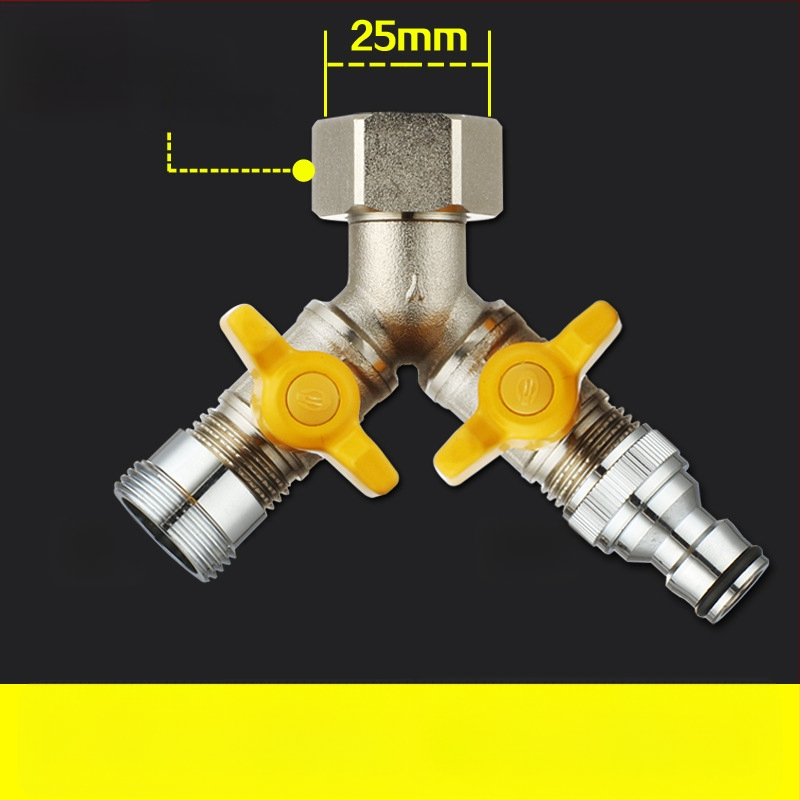 Meďný guľový ventil s uni Tee, závitový, 25 mm hlavný, 20 mm vetva, 100°C