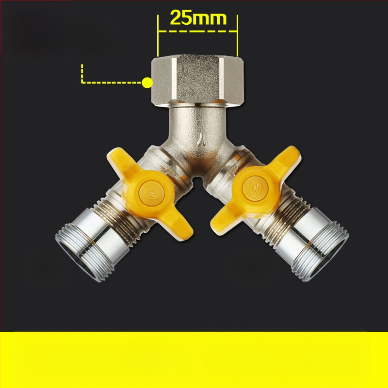 Meďný guľový ventil s uni Tee, závitový, 25 mm hlavný, 20 mm vetva, 100°C