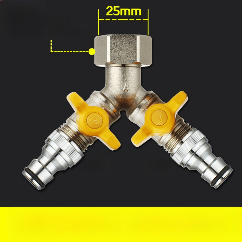 Meďný guľový ventil s uni Tee, závitový, 25 mm hlavný, 20 mm vetva, 100°C