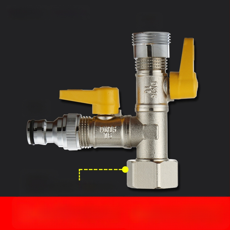 Meďný guľový ventil s uni Tee, závitový, 25 mm hlavný, 20 mm vetva, 100°C