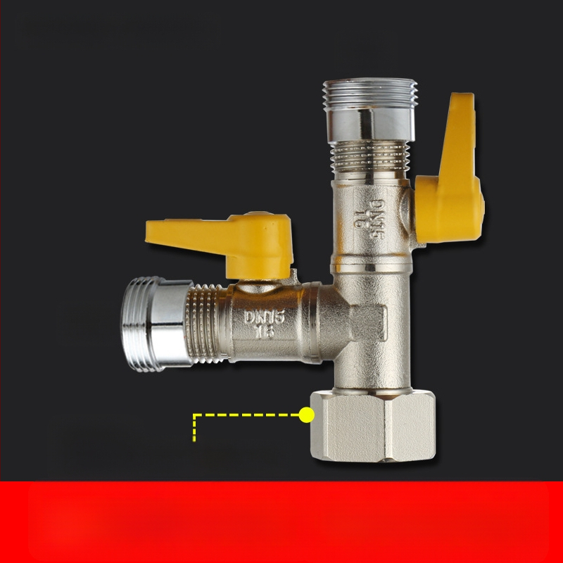 Meďný guľový ventil s uni Tee, závitový, 25 mm hlavný, 20 mm vetva, 100°C