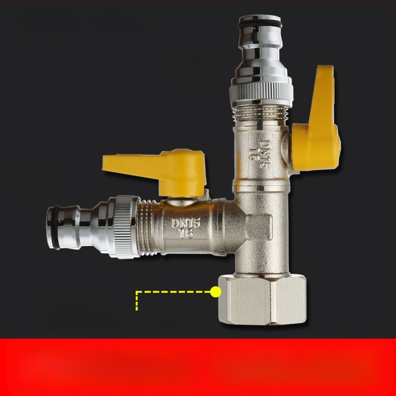 Meďný guľový ventil s uni Tee, závitový, 25 mm hlavný, 20 mm vetva, 100°C