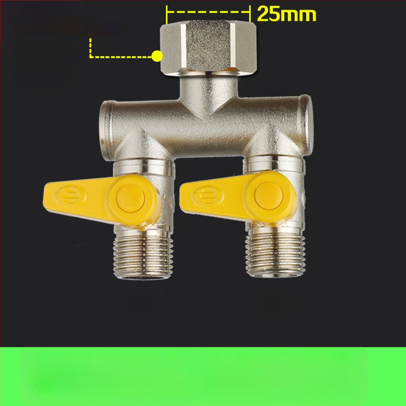 Meďný guľový ventil s uni Tee, závitový, 25 mm hlavný, 20 mm vetva, 100°C