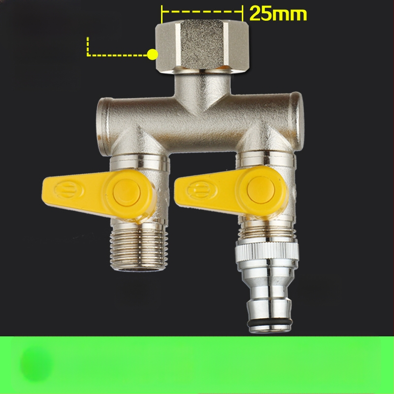 Meďný guľový ventil s uni Tee, závitový, 25 mm hlavný, 20 mm vetva, 100°C