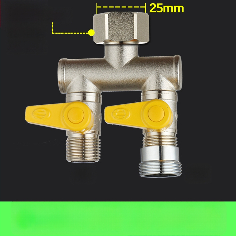 Meďný guľový ventil s uni Tee, závitový, 25 mm hlavný, 20 mm vetva, 100°C