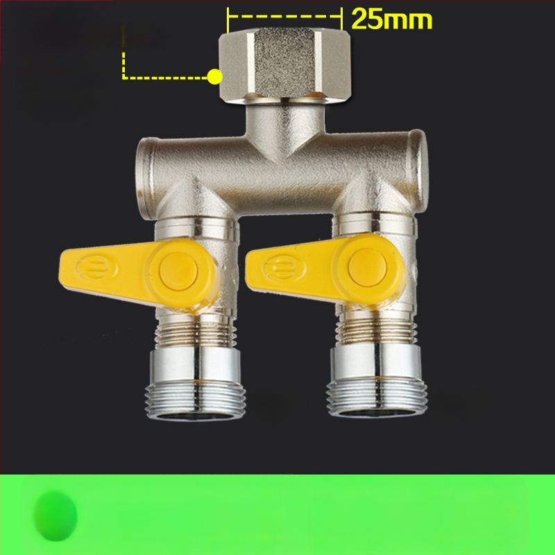 Meďný guľový ventil s uni Tee, závitový, 25 mm hlavný, 20 mm vetva, 100°C