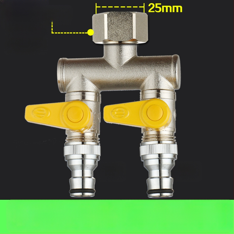 Meďný guľový ventil s uni Tee, závitový, 25 mm hlavný, 20 mm vetva, 100°C