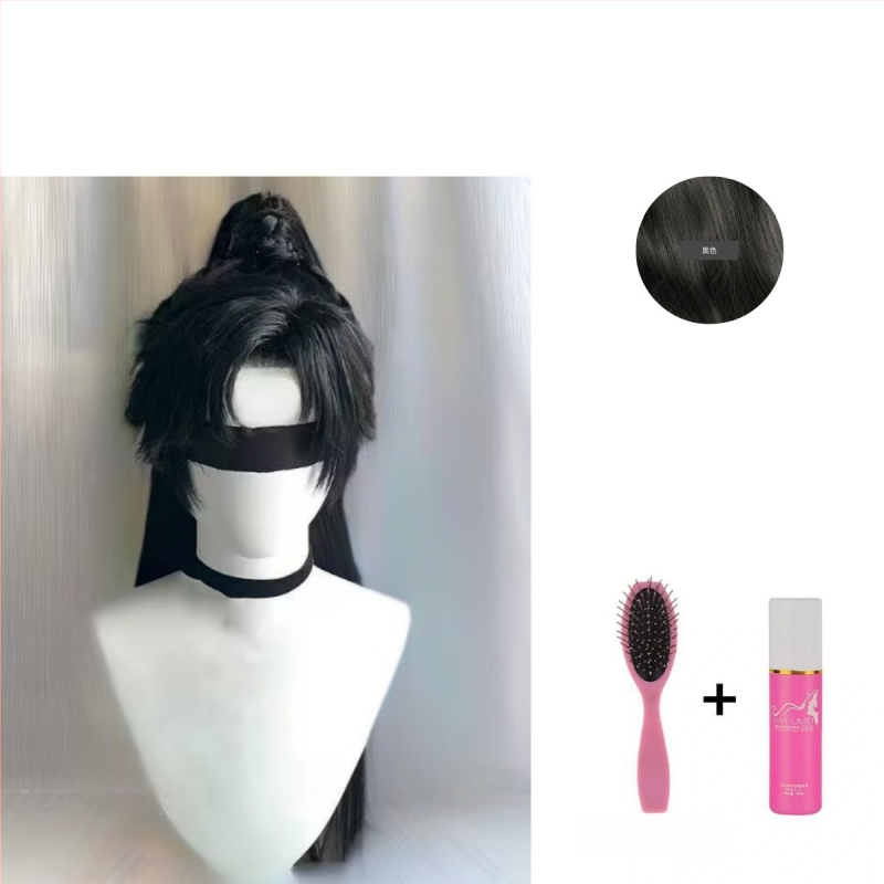 Férfi Hanfu paróka – ősi stílus, hosszú haj, magas konty, teljes fejfedő, hőálló szintetikus szál