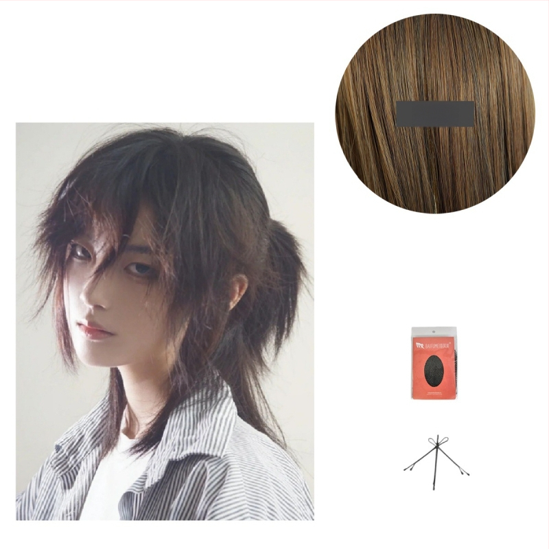 Férfi Hanfu paróka – ősi stílus, hosszú haj, magas konty, teljes fejfedő, hőálló szintetikus szál