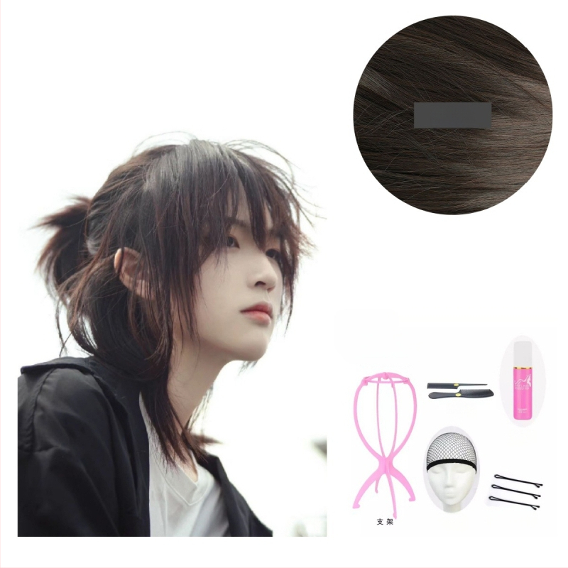 Férfi Hanfu paróka – ősi stílus, hosszú haj, magas konty, teljes fejfedő, hőálló szintetikus szál