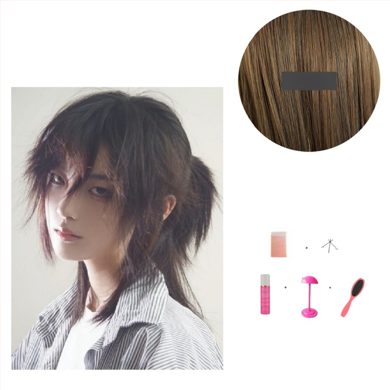 Férfi Hanfu paróka – ősi stílus, hosszú haj, magas konty, teljes fejfedő, hőálló szintetikus szál