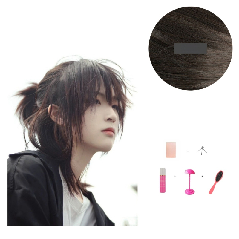 Férfi Hanfu paróka – ősi stílus, hosszú haj, magas konty, teljes fejfedő, hőálló szintetikus szál