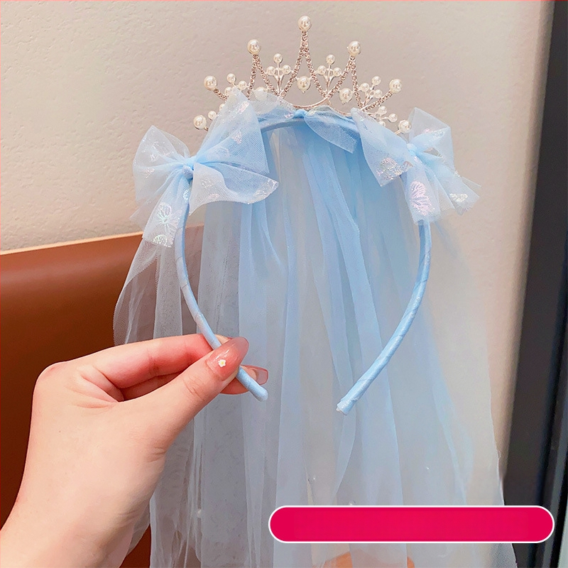 Дантелена детска диадема с кралска корона — ръчно изработена, принцески стил, аксесоар за коса