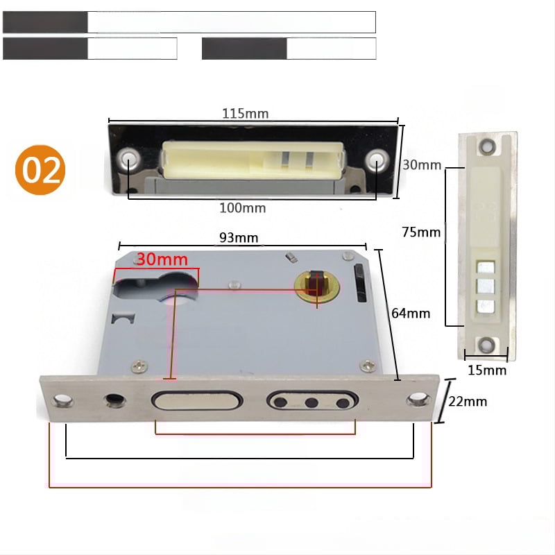 Zártest beltéri ajtóhoz | Modell 505872 Magnetic sorozat | Rozsdamentes acél panel | Modern minimalista stílus