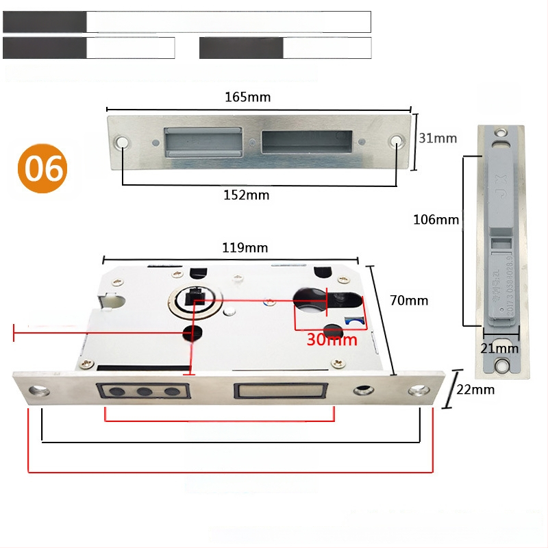 Zártest beltéri ajtóhoz | Modell 505872 Magnetic sorozat | Rozsdamentes acél panel | Modern minimalista stílus