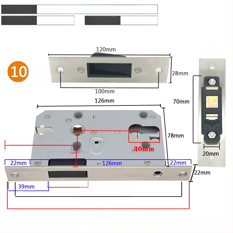 Zártest beltéri ajtóhoz | Modell 505872 Magnetic sorozat | Rozsdamentes acél panel | Modern minimalista stílus