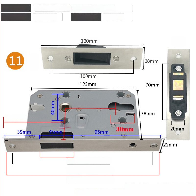 Zártest beltéri ajtóhoz | Modell 505872 Magnetic sorozat | Rozsdamentes acél panel | Modern minimalista stílus