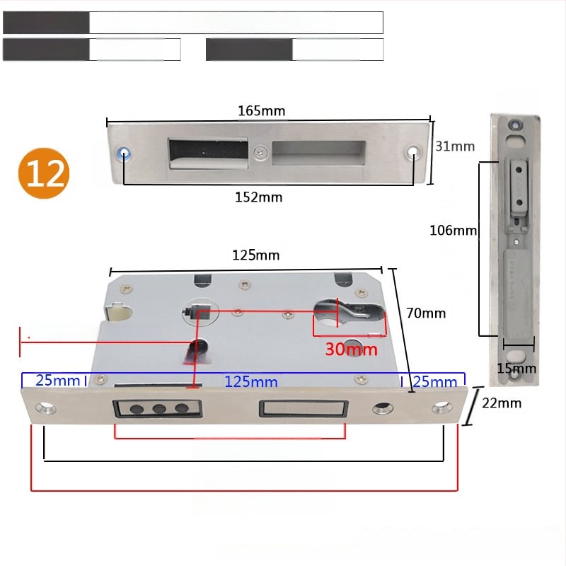 Zártest beltéri ajtóhoz | Modell 505872 Magnetic sorozat | Rozsdamentes acél panel | Modern minimalista stílus