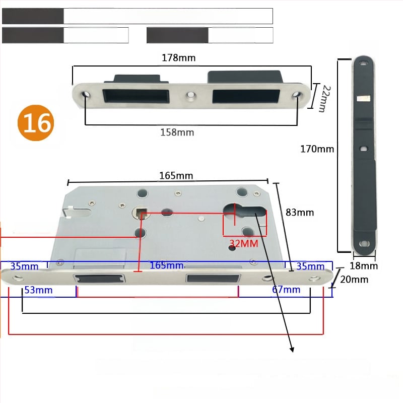 Zártest beltéri ajtóhoz | Modell 505872 Magnetic sorozat | Rozsdamentes acél panel | Modern minimalista stílus