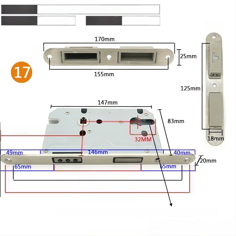 Zártest beltéri ajtóhoz | Modell 505872 Magnetic sorozat | Rozsdamentes acél panel | Modern minimalista stílus
