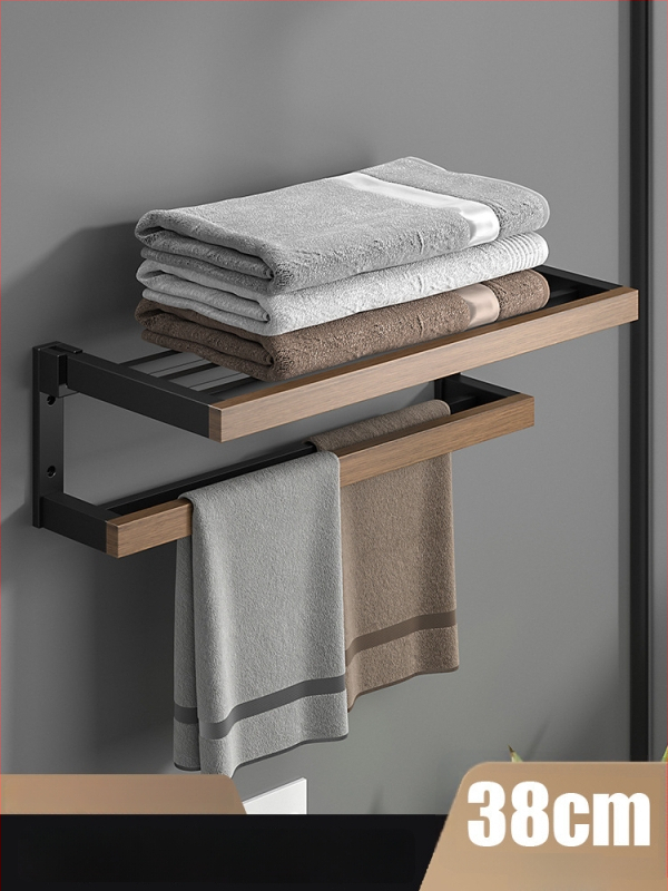 Fából készült falra szerelhető törölközőtartó, fúrás nélküli, hat darabos készlet