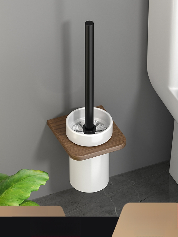 Fából készült falra szerelhető törölközőtartó, fúrás nélküli, hat darabos készlet