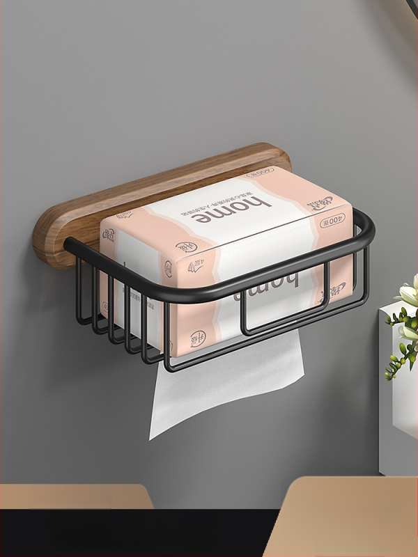 Fából készült falra szerelhető törölközőtartó, fúrás nélküli, hat darabos készlet