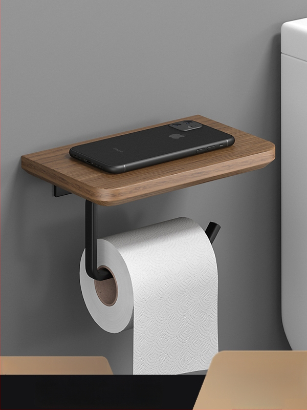 Fából készült falra szerelhető törölközőtartó, fúrás nélküli, hat darabos készlet