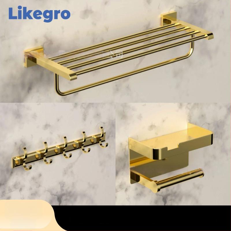 Alumínium ötvözetű fürdőtörölközőtartó, falra szerelhető fürdőszobai tároló készlet Lanke-tól — megfizethető luxus, 2–6 darabos készletek