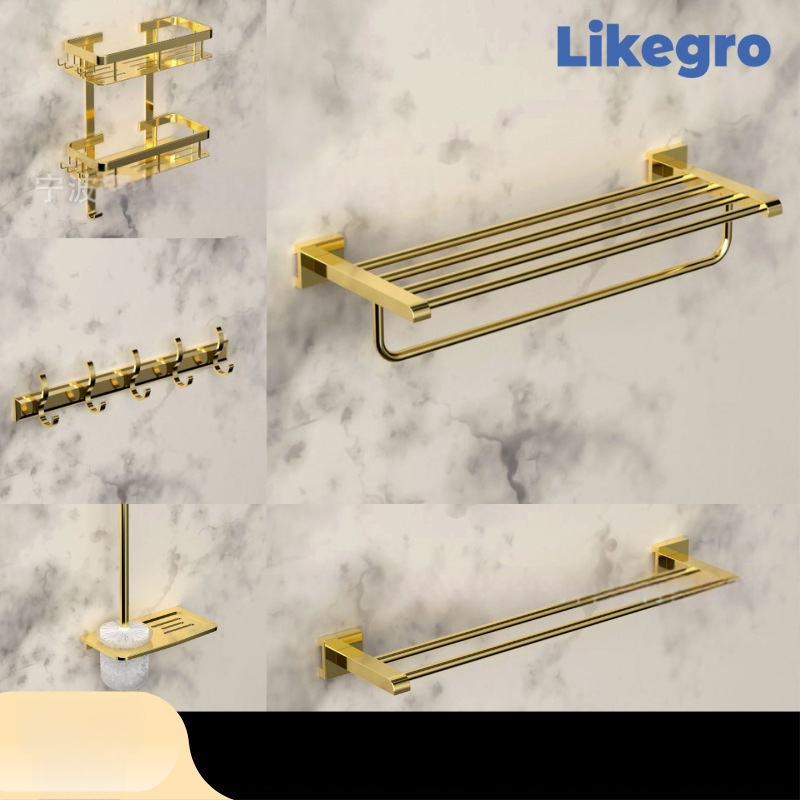 Alumínium ötvözetű fürdőtörölközőtartó, falra szerelhető fürdőszobai tároló készlet Lanke-tól — megfizethető luxus, 2–6 darabos készletek