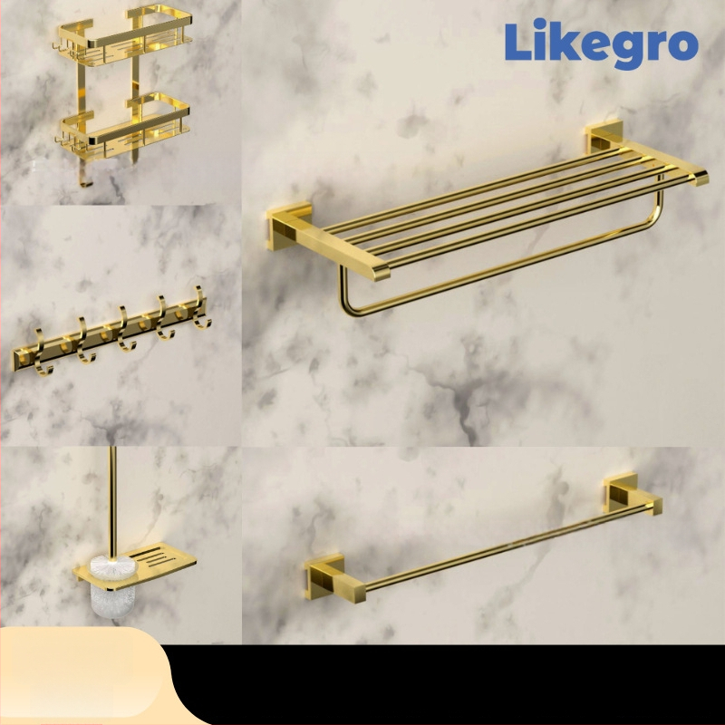 Alumínium ötvözetű fürdőtörölközőtartó, falra szerelhető fürdőszobai tároló készlet Lanke-tól — megfizethető luxus, 2–6 darabos készletek