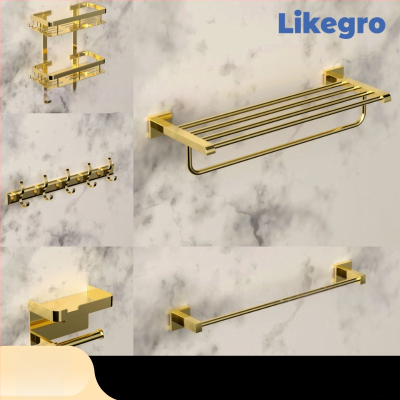 Alumínium ötvözetű fürdőtörölközőtartó, falra szerelhető fürdőszobai tároló készlet Lanke-tól — megfizethető luxus, 2–6 darabos készletek