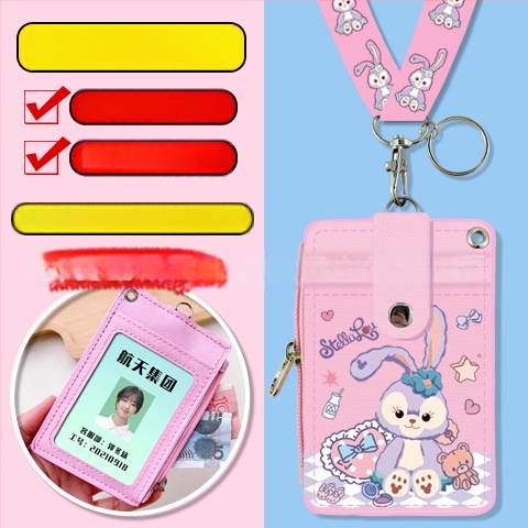 Holder de card pentru gât, multifuncțional, cu fermoar pentru monede — imprimeu anime, piele PU, potrivit pentru toate genurile, stil urban minimalist, primăvara 2024